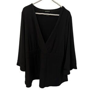 Lane Bryant Top Womens 18/20 Black 3/4 Sleeve babydoll normcore capsule travel